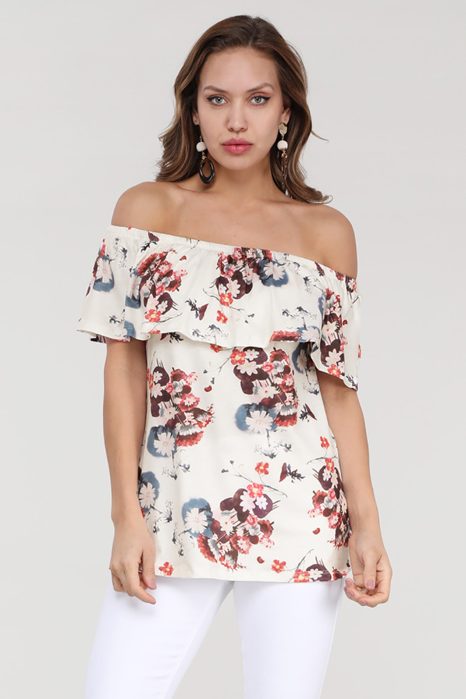 White Grow with Me Off The Shoulder Floral Top