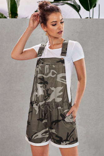 Multicolor Camo Pocketed Short Overall