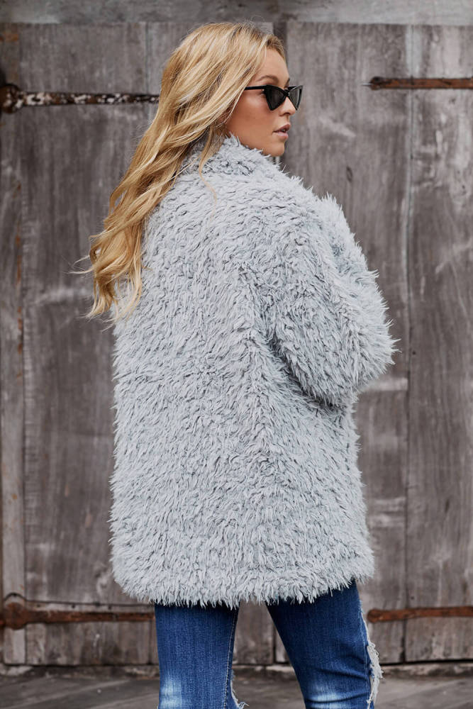 Gray Fur Long Sleeve Jacket