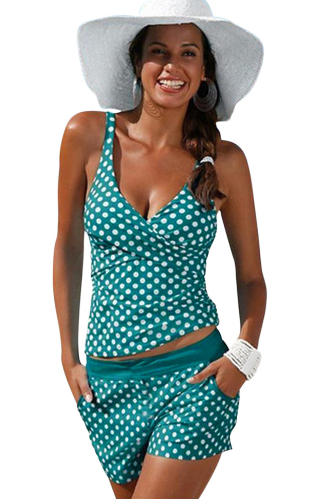 Green Polka Dot Two Pieces Tankini