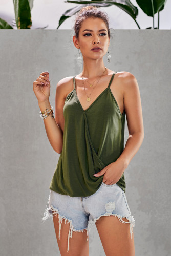 Green Spaghetti straps Slip Camisole