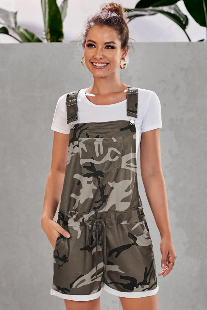 Multicolor Camo Pocketed Short Overall