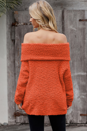 Orange Off The Shoulder Comfy Sweater
