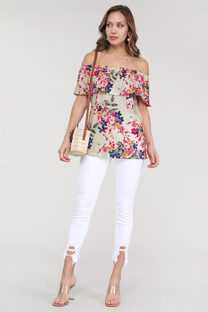 Apricot Grow with Me Off The Shoulder Floral Top