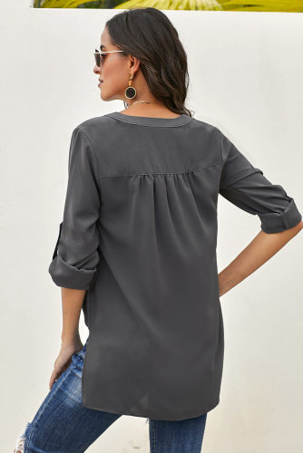 Gray Get You Covered Drape Front Layered Blouse