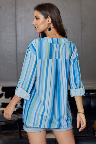 Blue Stripes Printed Dyed Loose Blouse
