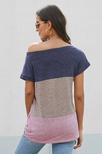Purple Color Block Twist Tee
