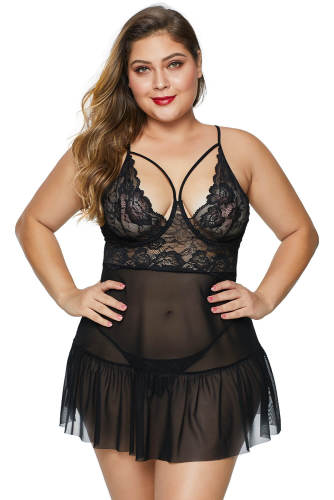 Black Fluttering Plus Size Chemise