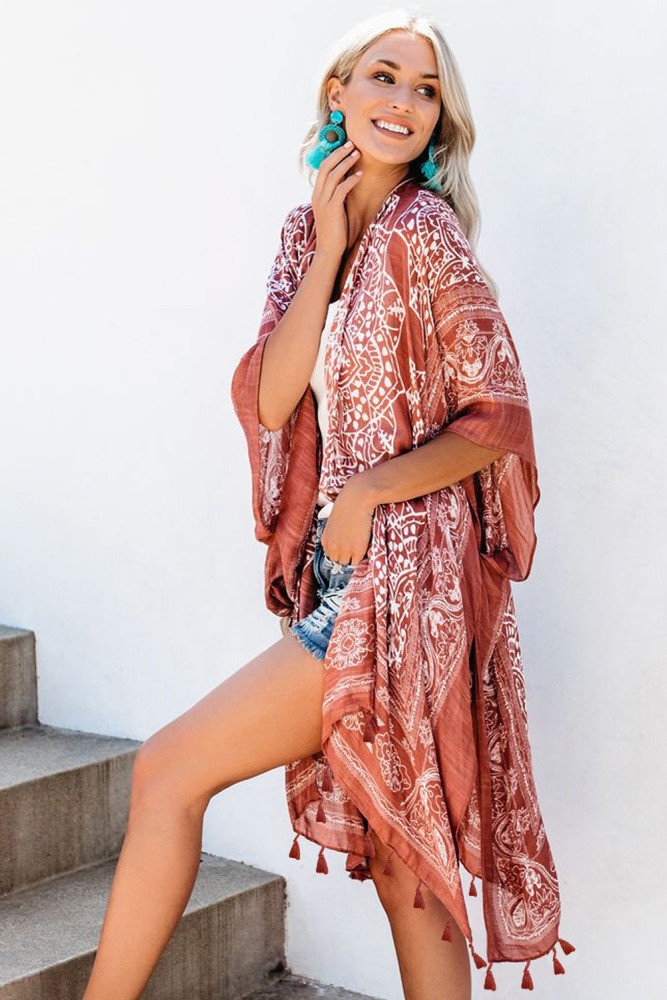 Brown Anja Tassel Kimono