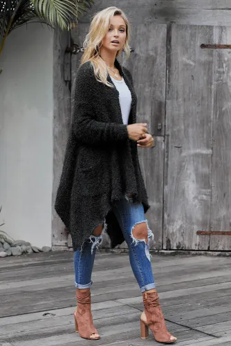 Black Winter Baggy Cardigan Coat