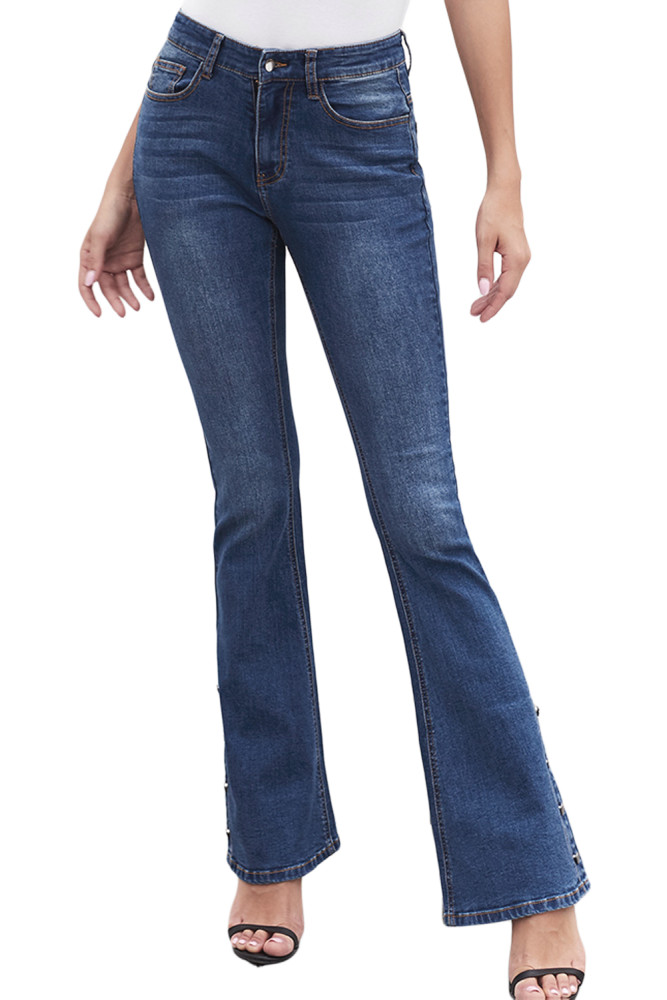 Blue Anchor Point Bell Bottom Jeans