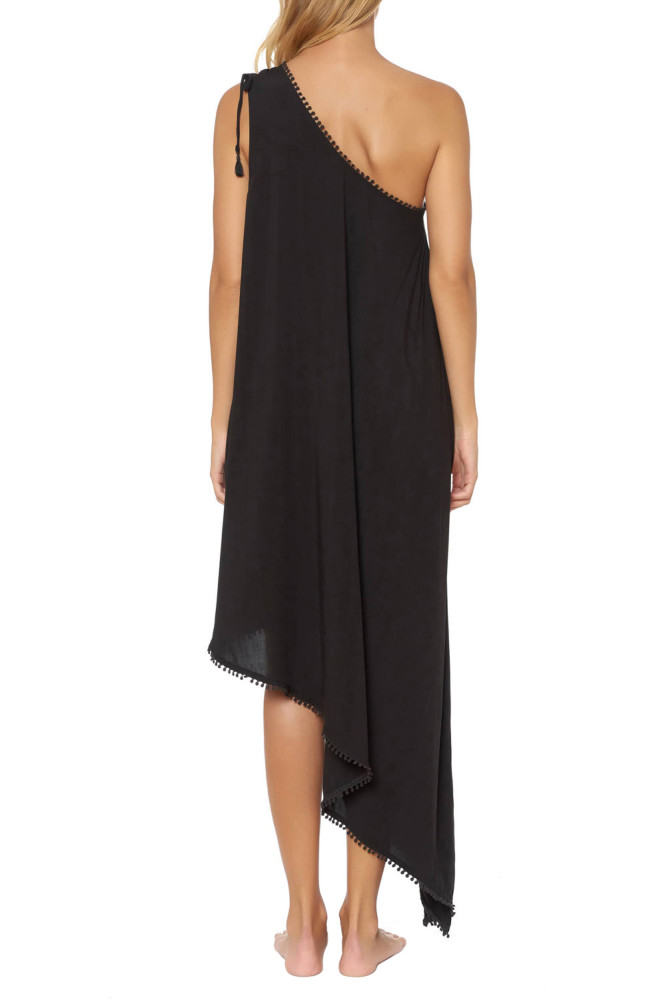 Black One-Shoulder Maxi Cover-Up Dress