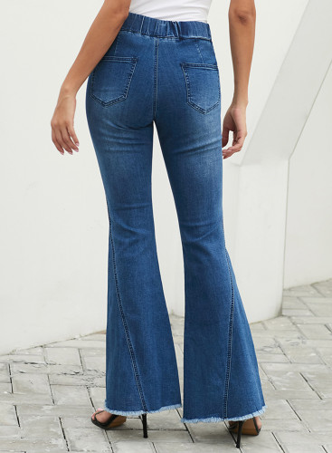 Sky Blue Distressed Bell Bottom Denim Pants