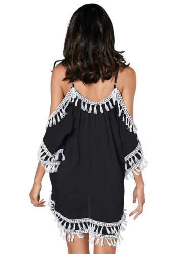 Black Boho Tassel Tunic Cover up