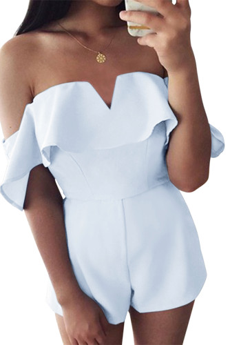 White Strapless Flounce Romper