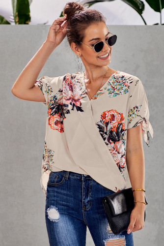 Apricot Floral Twist Top