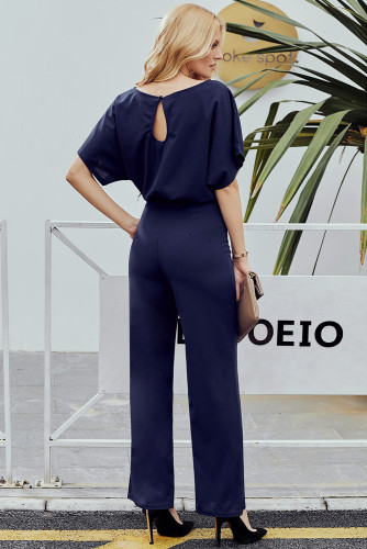 Blue Oh So Glam Belted Wide Leg Jumpsuit