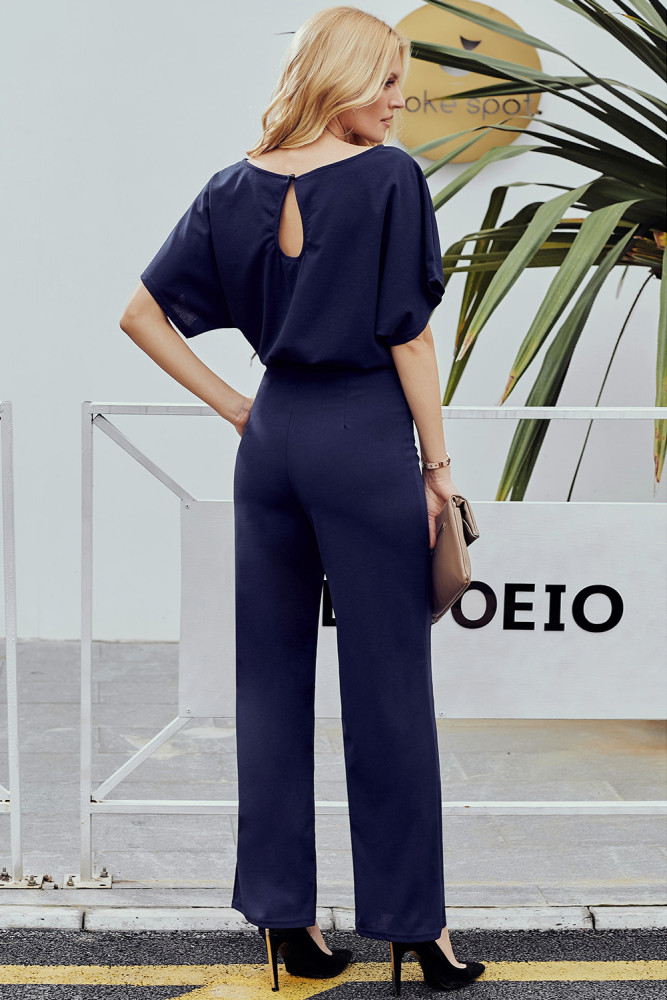 Blue Oh So Glam Belted Wide Leg Jumpsuit