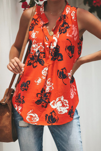 Orange Printed Damsel Tank