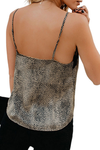 Khaki Leopard Print Casual Tank Top