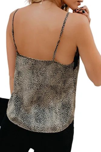 Khaki Leopard Print Casual Tank Top
