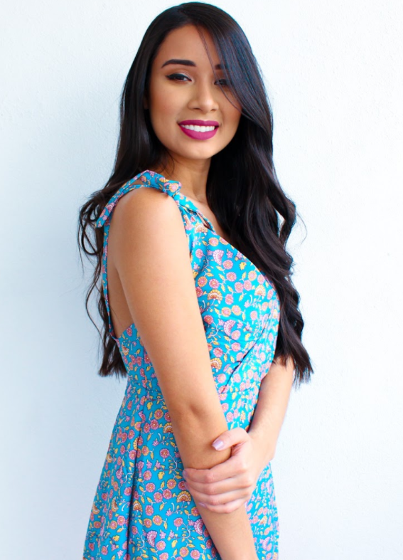 Sky Blue Surpliced V Neck Shoulder Strap Floral Dress