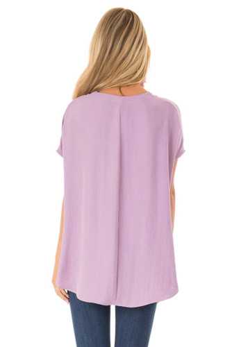Pink Short Sleeve Button up Blouse with Twisted