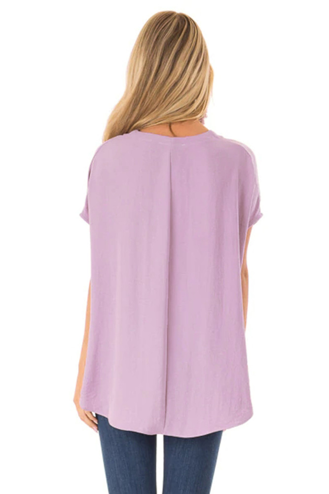 Pink Short Sleeve Button up Blouse with Twisted
