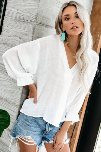 White Long Walks on The Beach Blouse