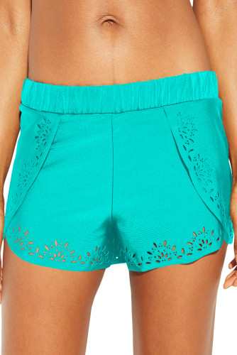 Sky Blue Laser Cut Swim Shorts