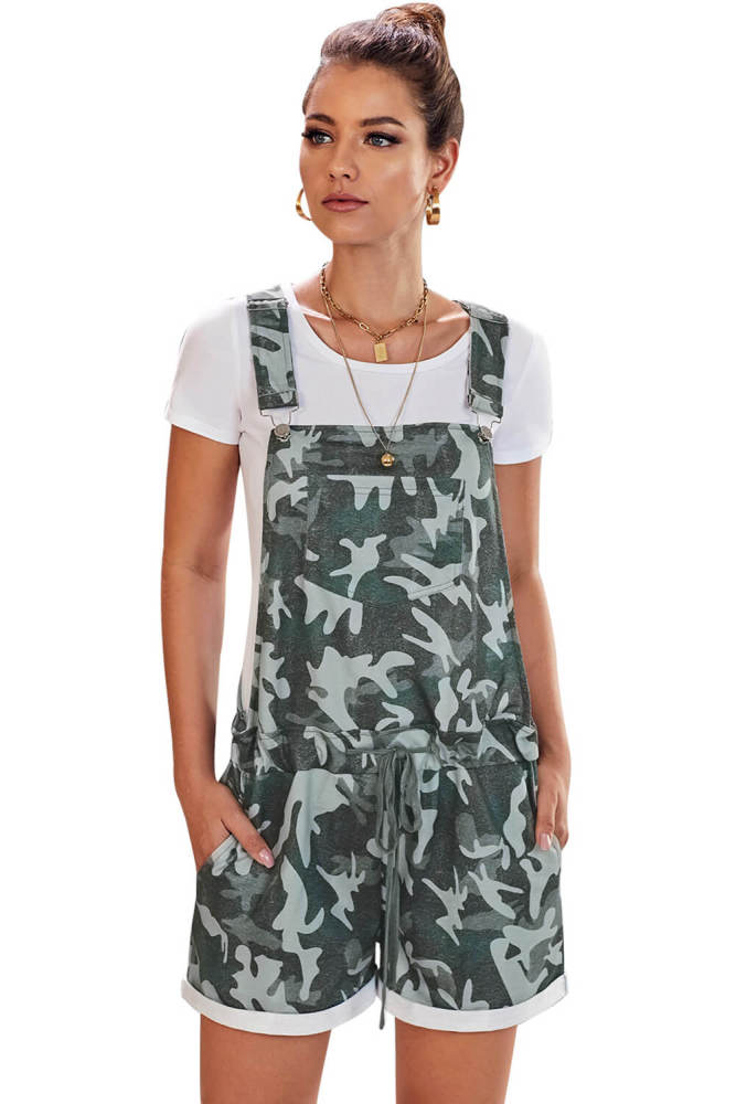 Green Camo Pocketed Short Overall