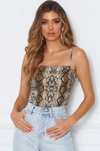 Snake Print Spaghetti Straps Bodysuit