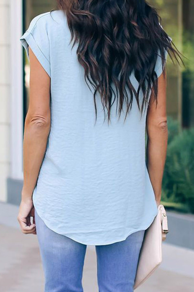 Sky Blue Zip To It Blouse