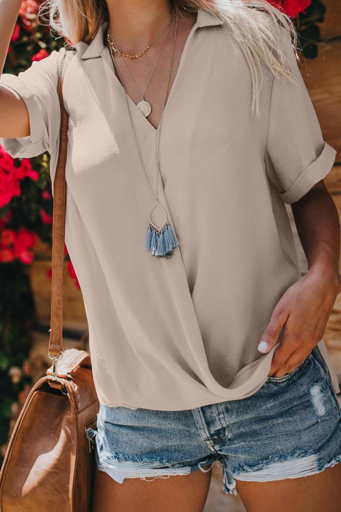 Apricot Crepe Drape Blouse