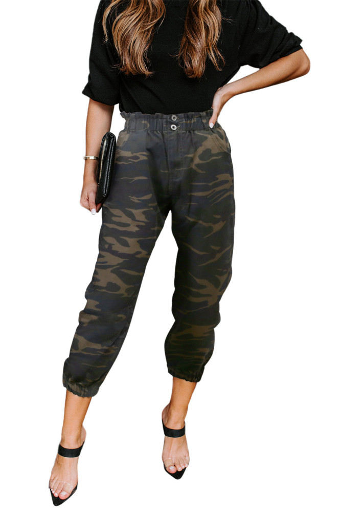 Green Move So Fast Pocketed Camo Pants