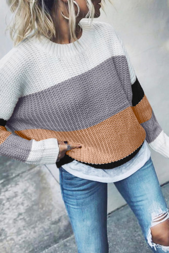 Apricot Casual Colorblock Sweater