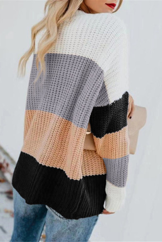 Apricot Casual Colorblock Sweater