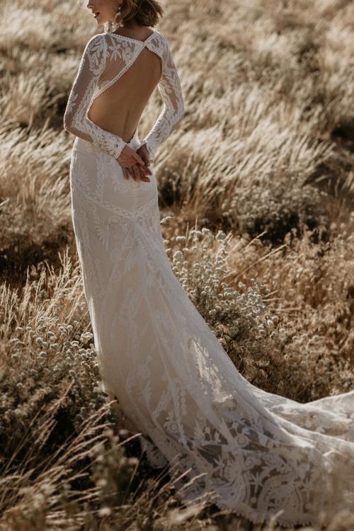 White Open Back Lace Wedding Dress