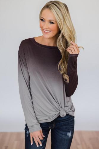 Brown Ombre Long Sleeve Top