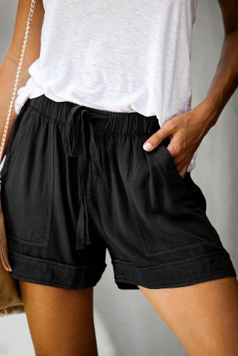 Black Strive Pocketed Tencel Shorts