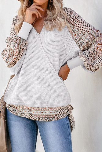 White Contrast Thermal Drape Top