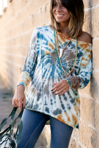Multicolor Swirl Tie Dye Pullover Top