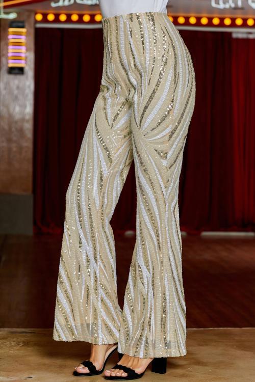 Apricot Swirl Sequin Kick Flare Pants