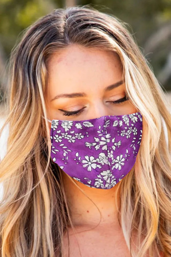 Purple Floral Print Washable Outdoor Protection Face Mask