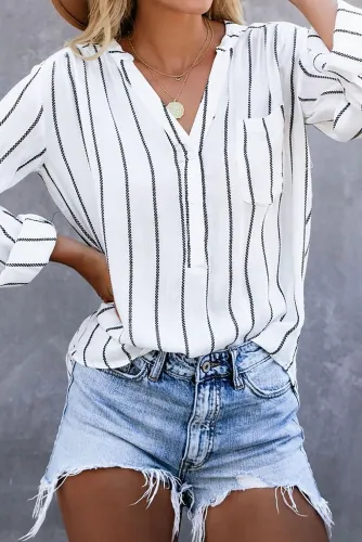 White Crisp Air Button Down Embroidered Top
