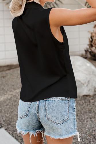Black Enchanting Satin Drape Tank Top
