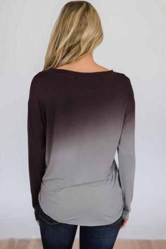 Brown Ombre Long Sleeve Top