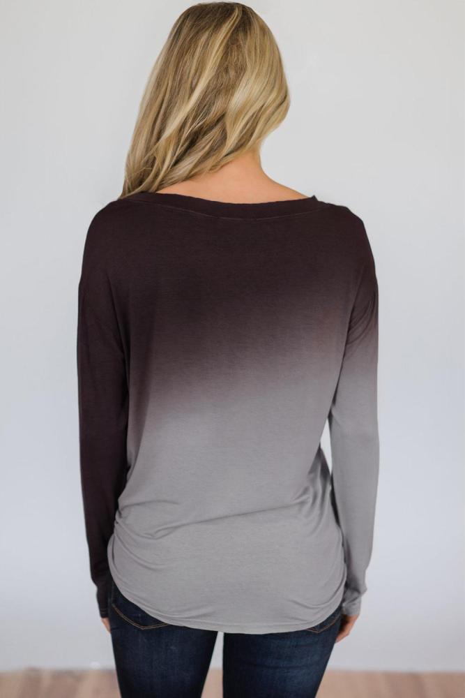 Brown Ombre Long Sleeve Top