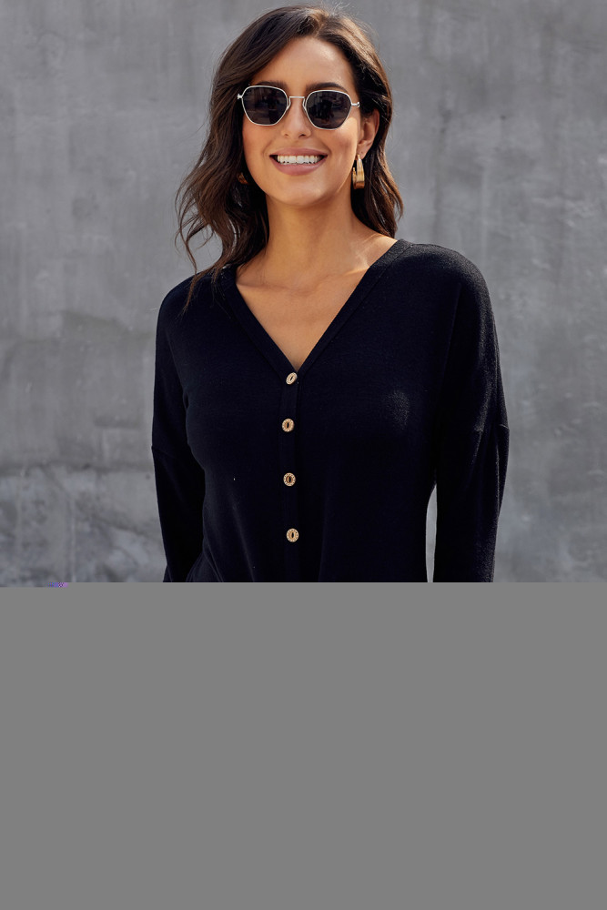 Black Dearly Loved Button Up Top