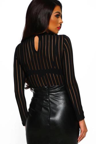 Black High Neck Long Sleeve Bodysuit